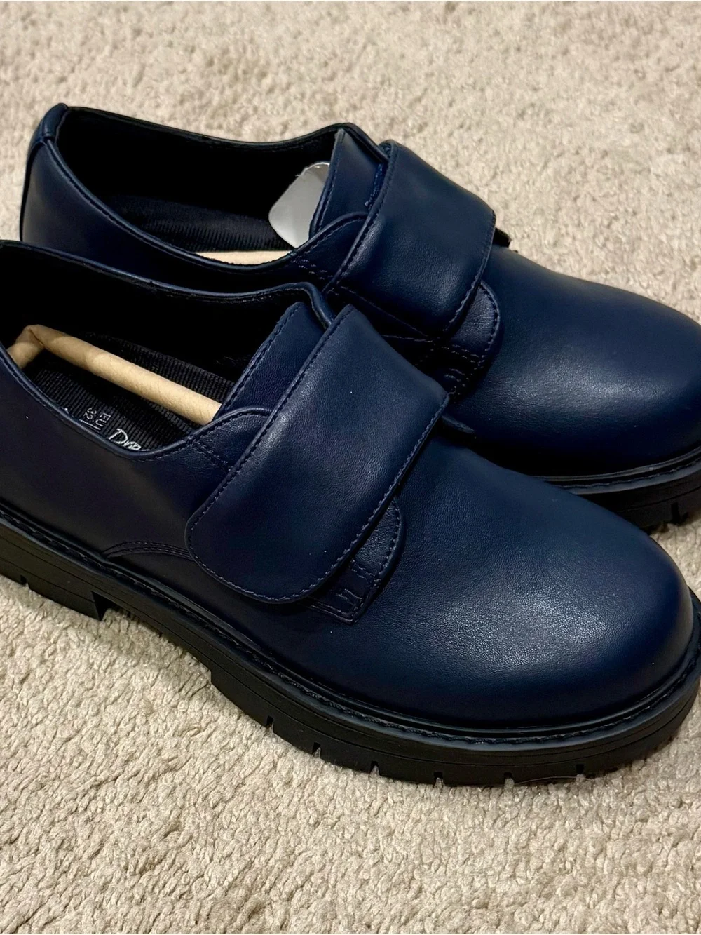 Dream Pairs Kids Dress Loafers Size 1 US Navy Blue Uniform Shoes with Strap